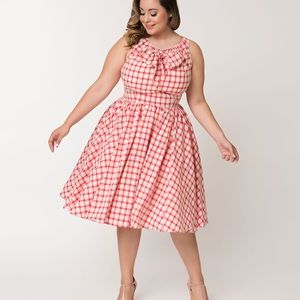 Unique Vintage Pink Plaid Dress
